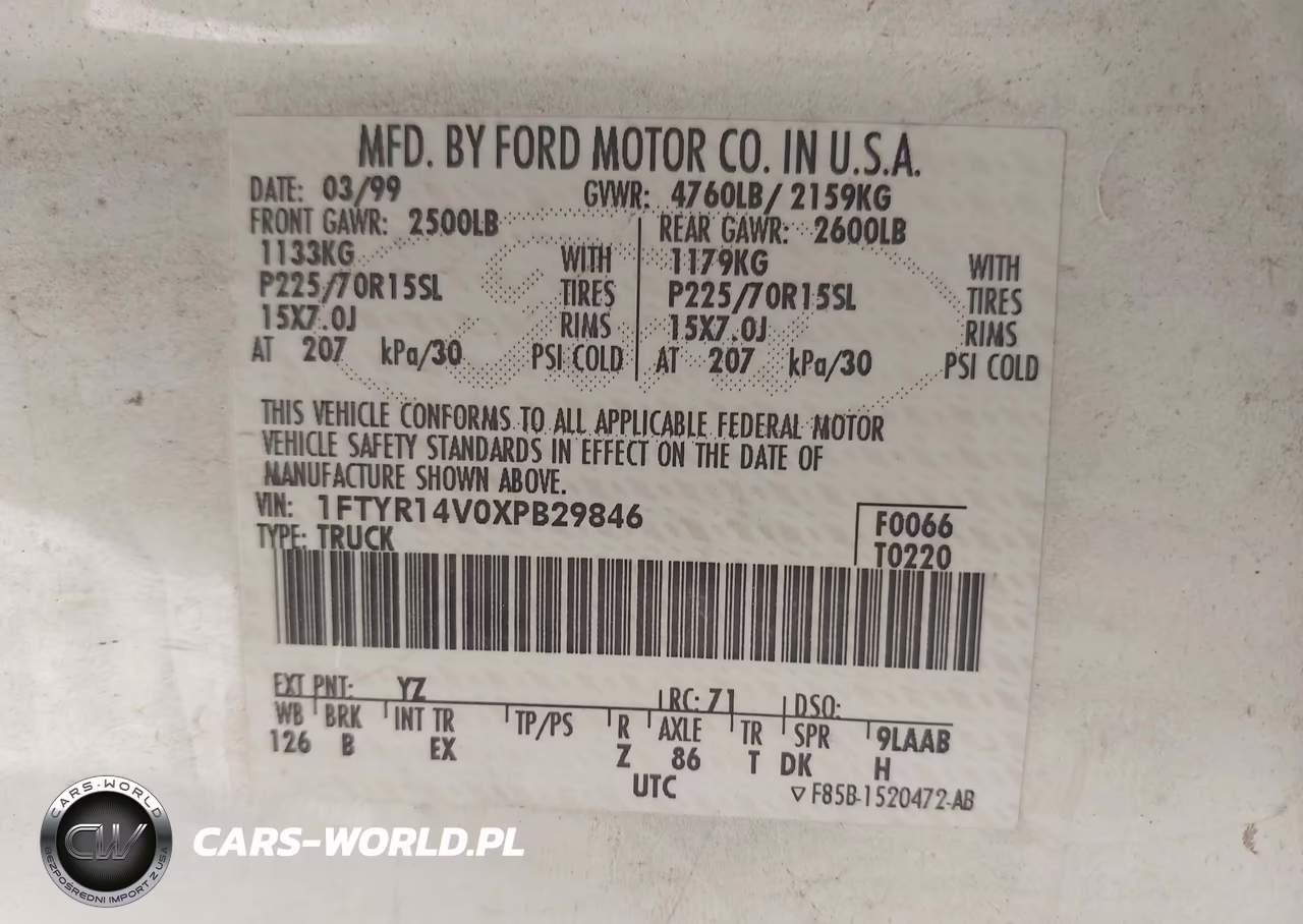 1999 Ford Ranger Xl-Xlt VIN:1FTYR14V0XPB29846 - 9