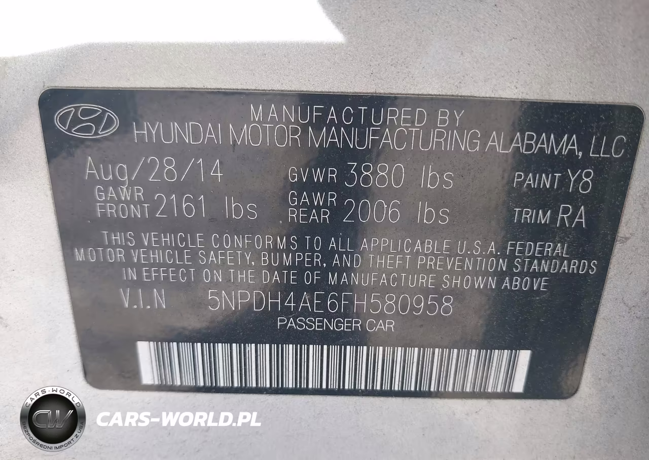 2015 Hyundai Elantra Se VIN:5NPDH4AE6FH580958 - 9
