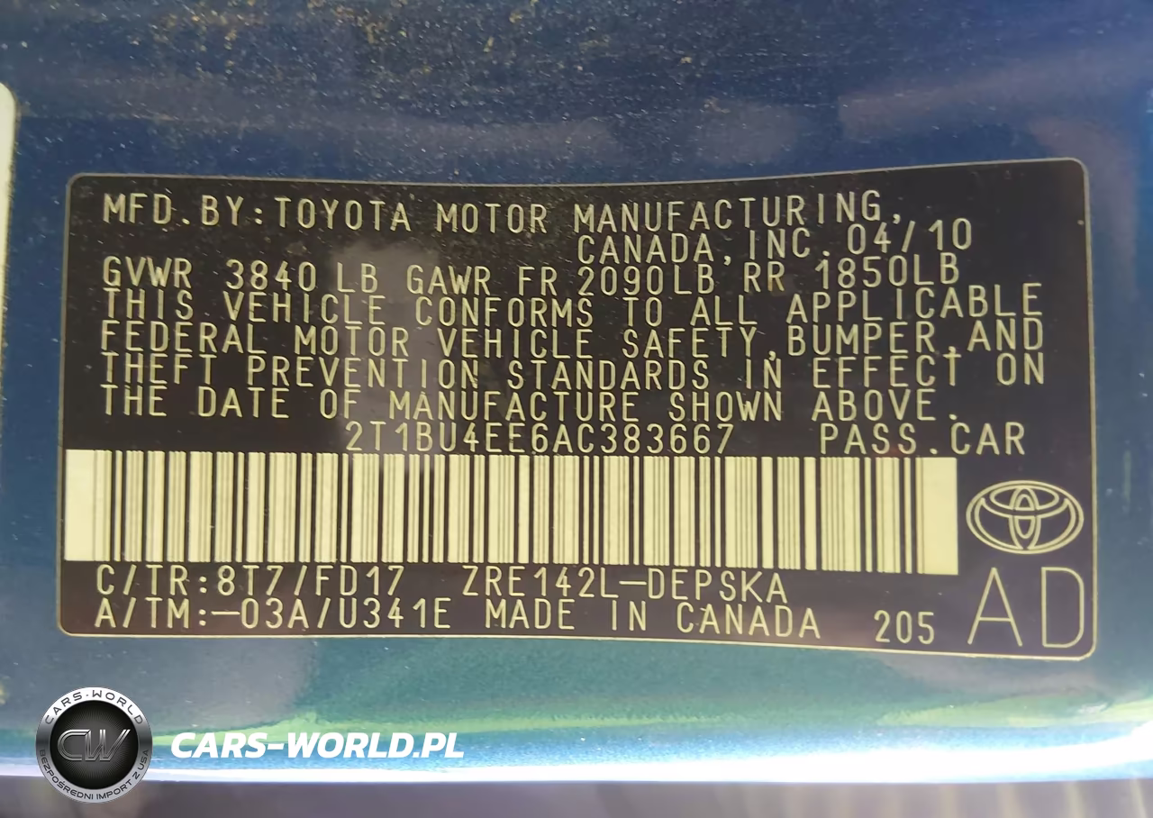 2010 Toyota Corolla S VIN:2T1BU4EE6AC383667 - 9