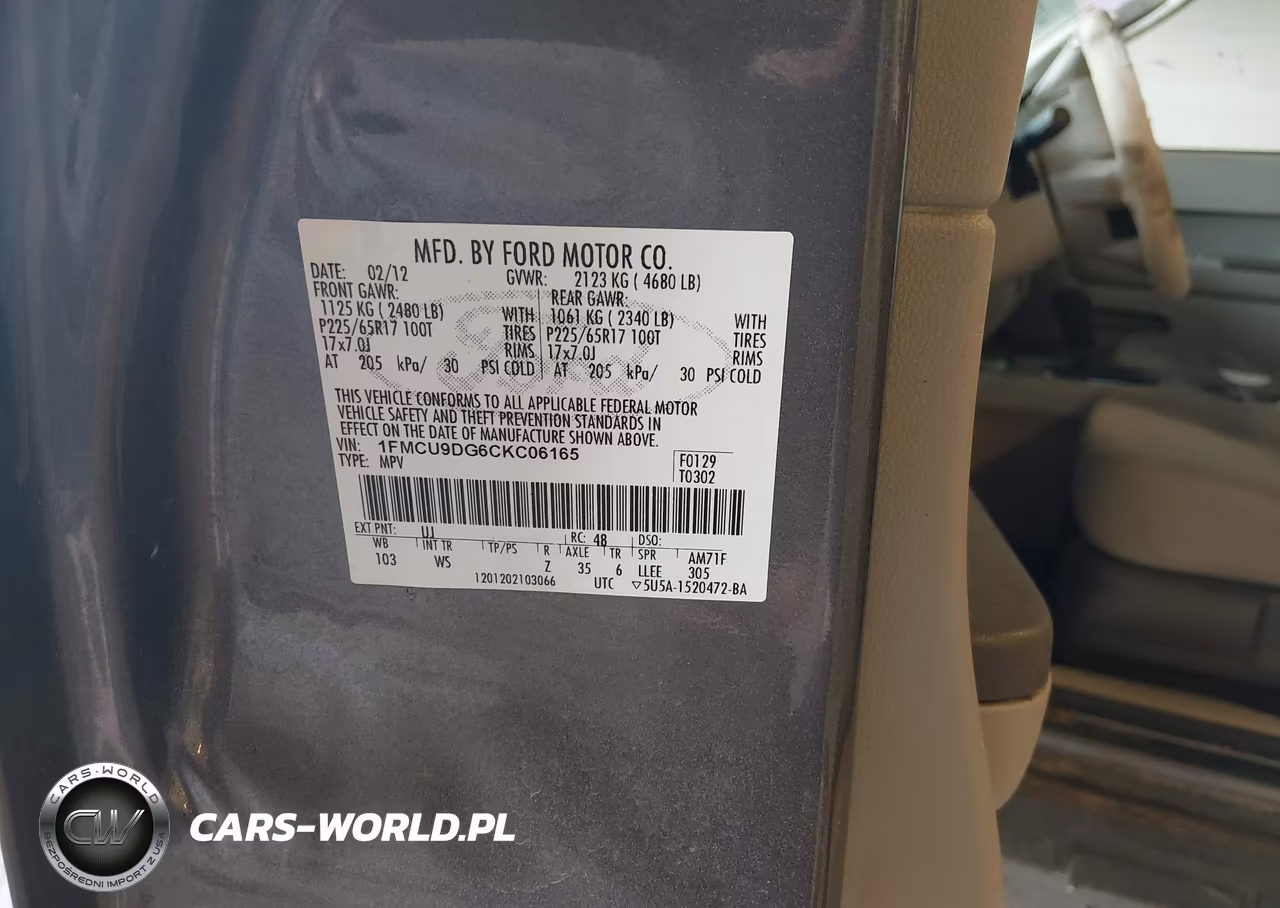2012 Ford Escape Xlt VIN:1FMCU9DG6CKC06165 - 9