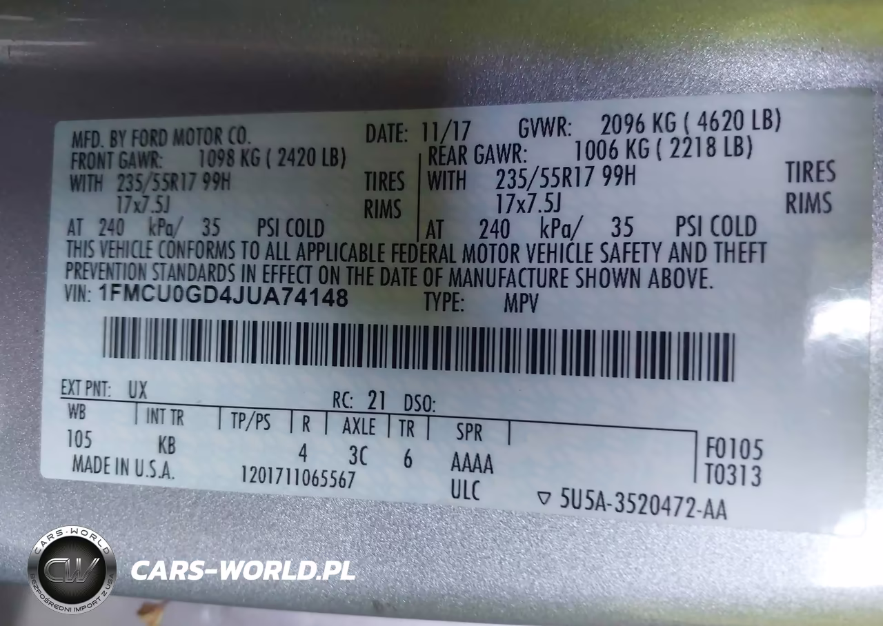 2018 Ford Escape Se VIN:1FMCU0GD4JUA74148 - 9