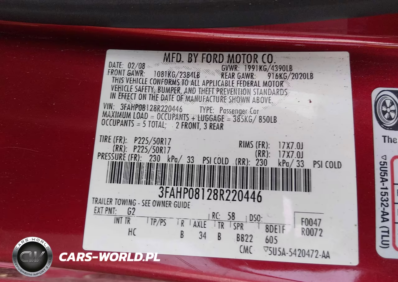 2008 Ford Fusion Sel VIN:3FAHP08128R220446 - 9