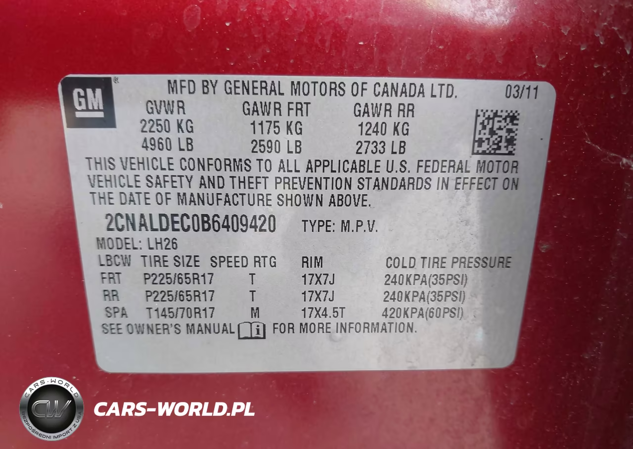 2011 Chevrolet Equinox 1Lt VIN:2CNALDEC0B6409420 - 9