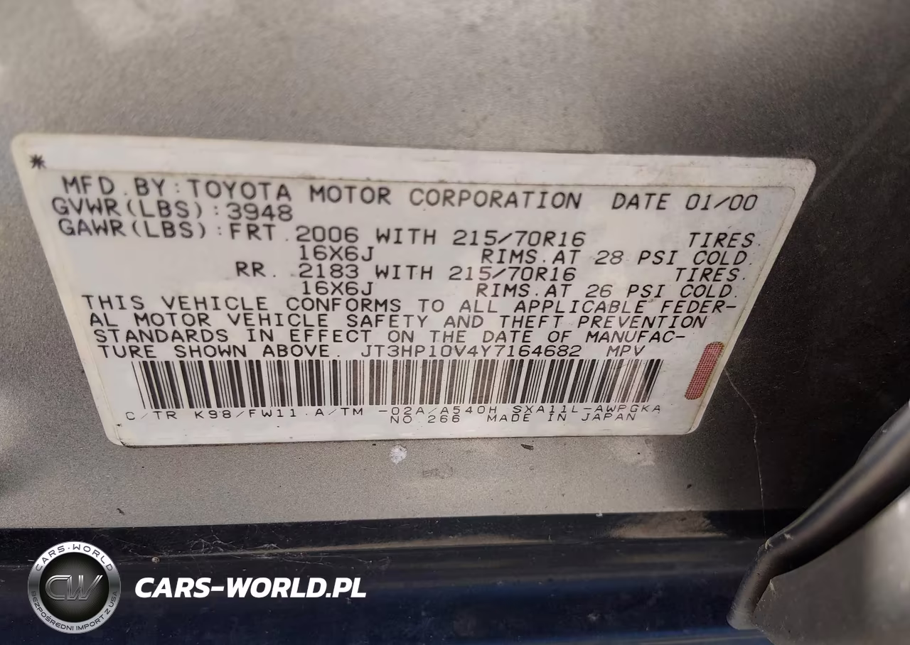 2000 Toyota Rav4 VIN:JT3HP10V4Y7164682 - 9