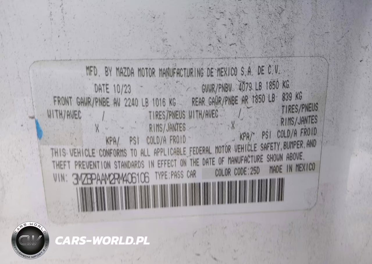 2024 Mazda 3 VIN:3MZBPAAM2RM406106 - 9