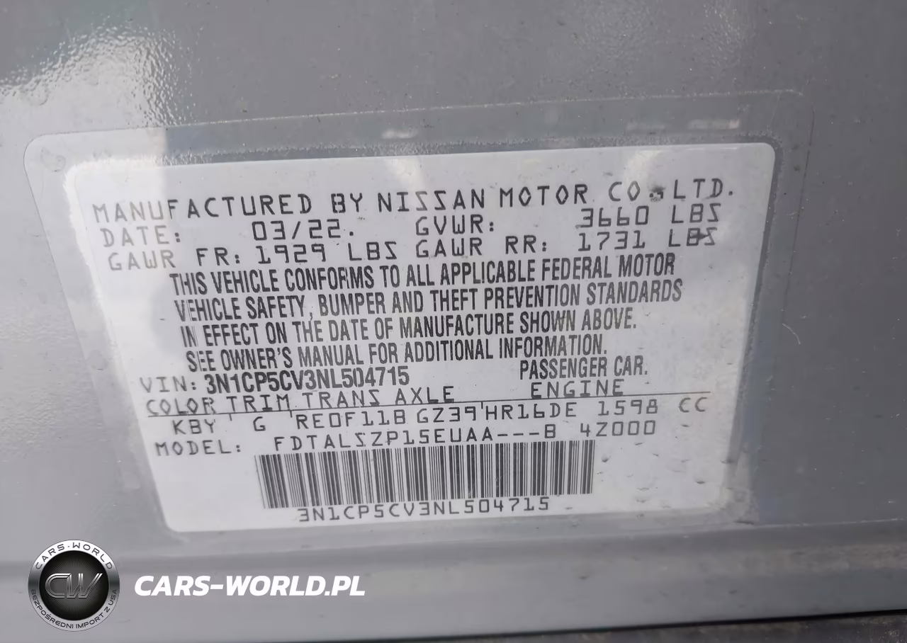 2022 Nissan Kicks Sv Xtronic Cvt VIN:3N1CP5CV3NL504715 - 9