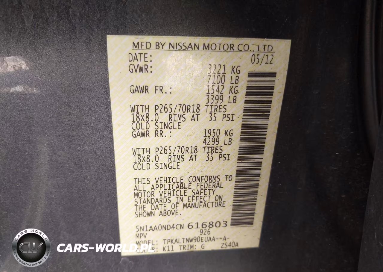2012 Nissan Armada Sv VIN:5N1AA0ND4CN616803 - 9