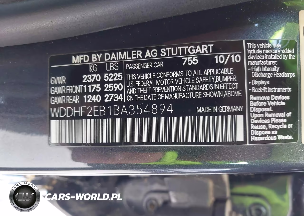 2011 Mercedes-Benz E 350 Bluetec VIN:WDDHF2EB1BA354894 - 9