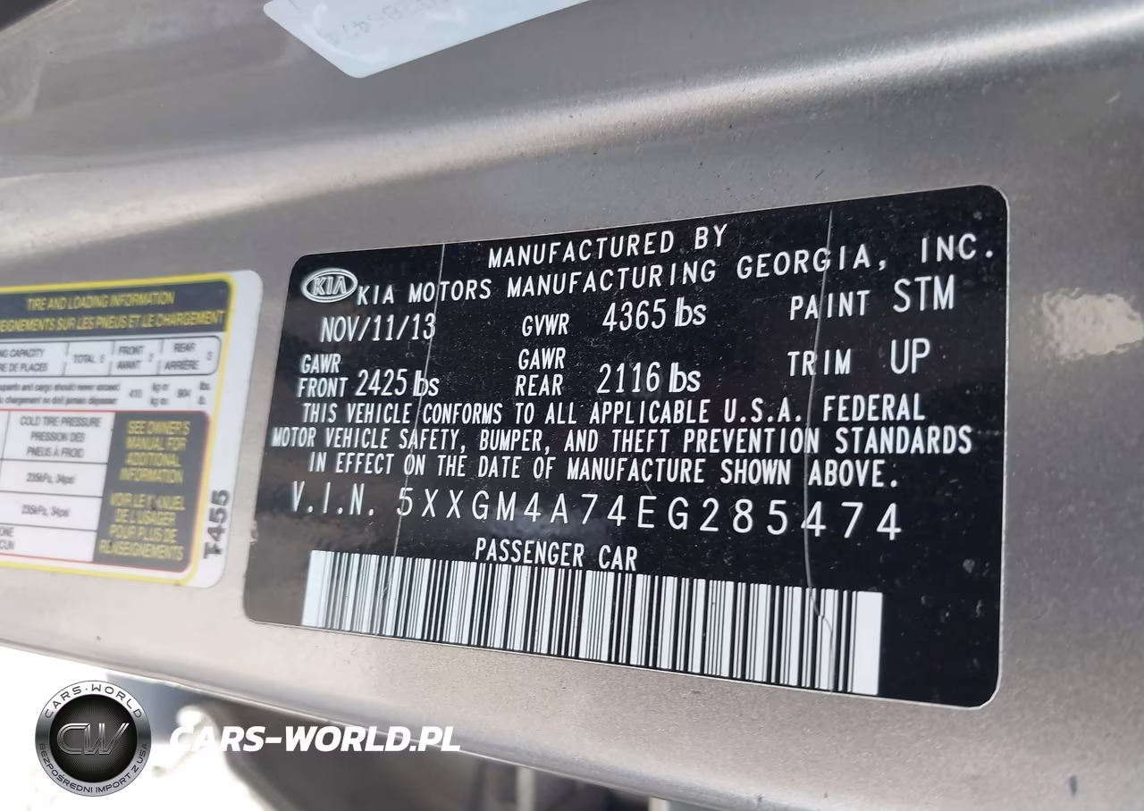 2014 Kia Optima Lx VIN:5XXGM4A74EG285474 - 9