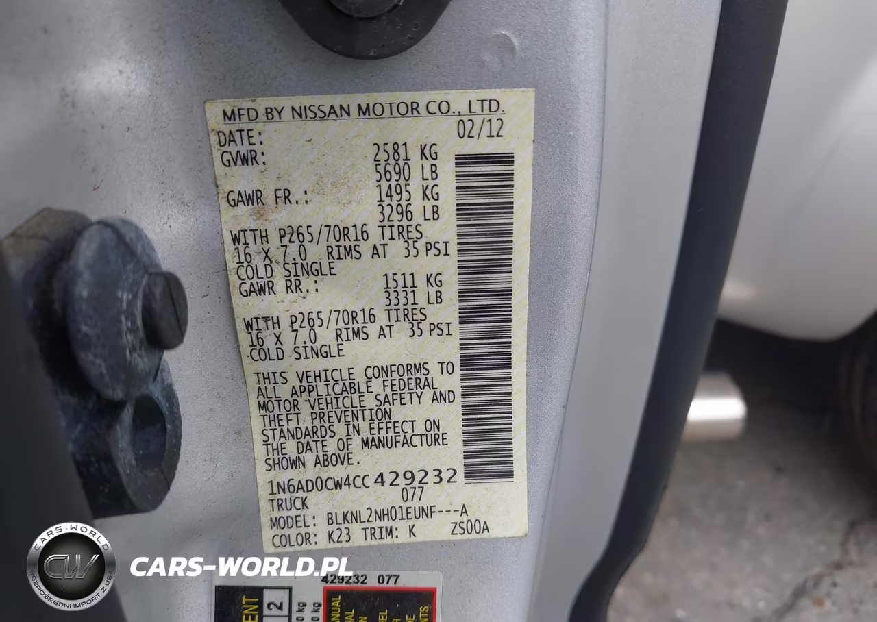 2012 Nissan Frontier Sv VIN:1N6AD0CW4CC429232 - 9