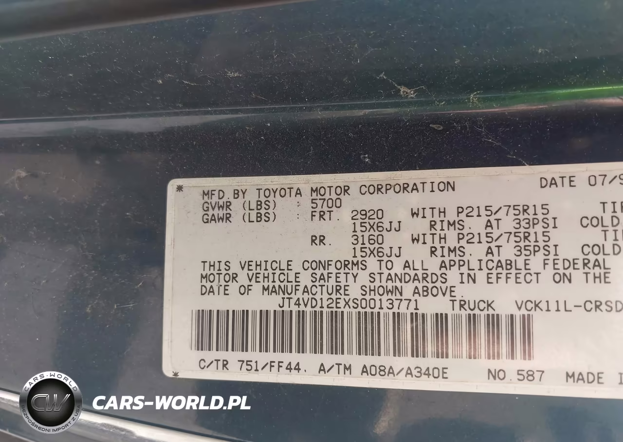 1995 Toyota T100 Xtracab-Dx VIN:JT4VD12EXS0013771 - 9