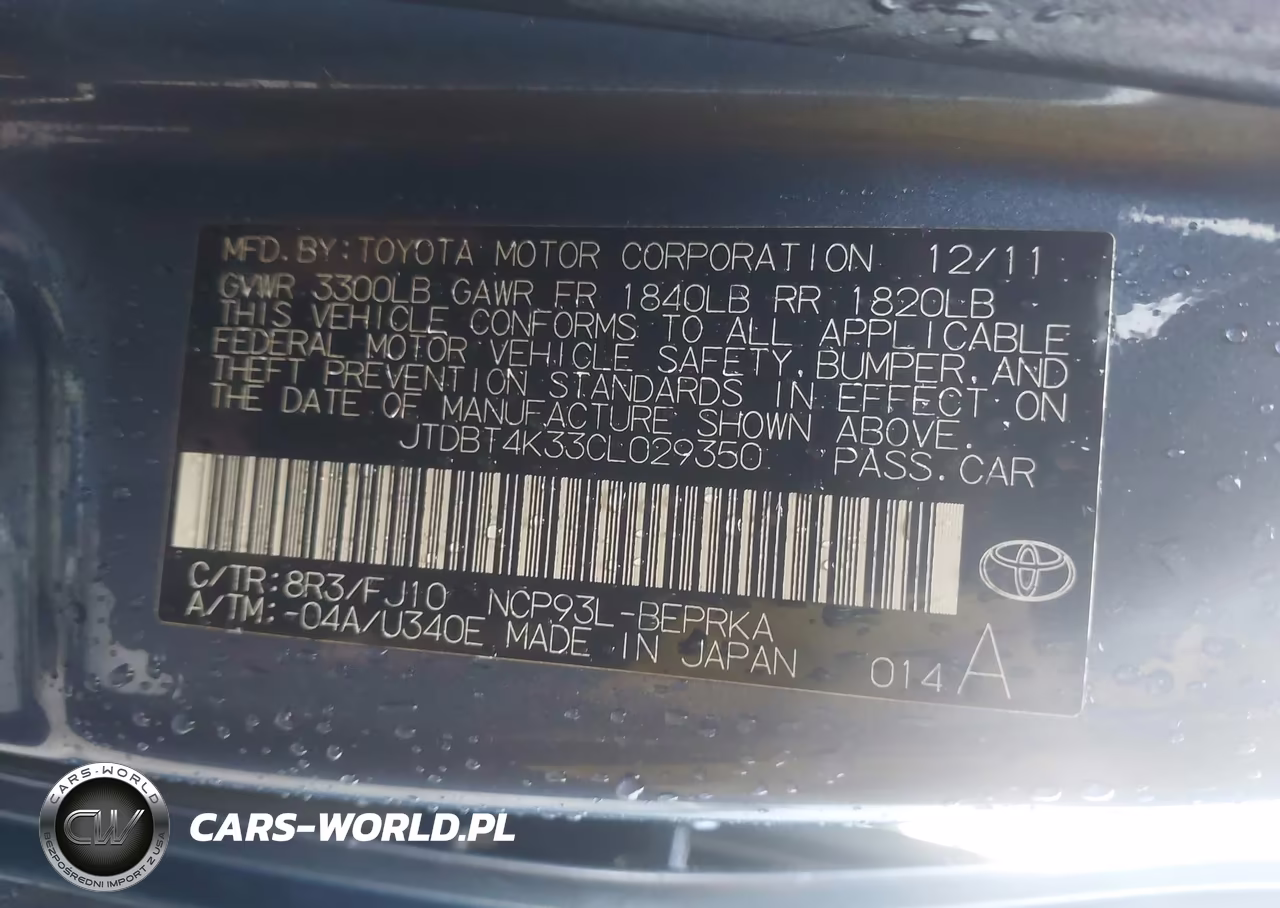 2012 Toyota Yaris VIN:JTDBT4K33CL029350 - 9