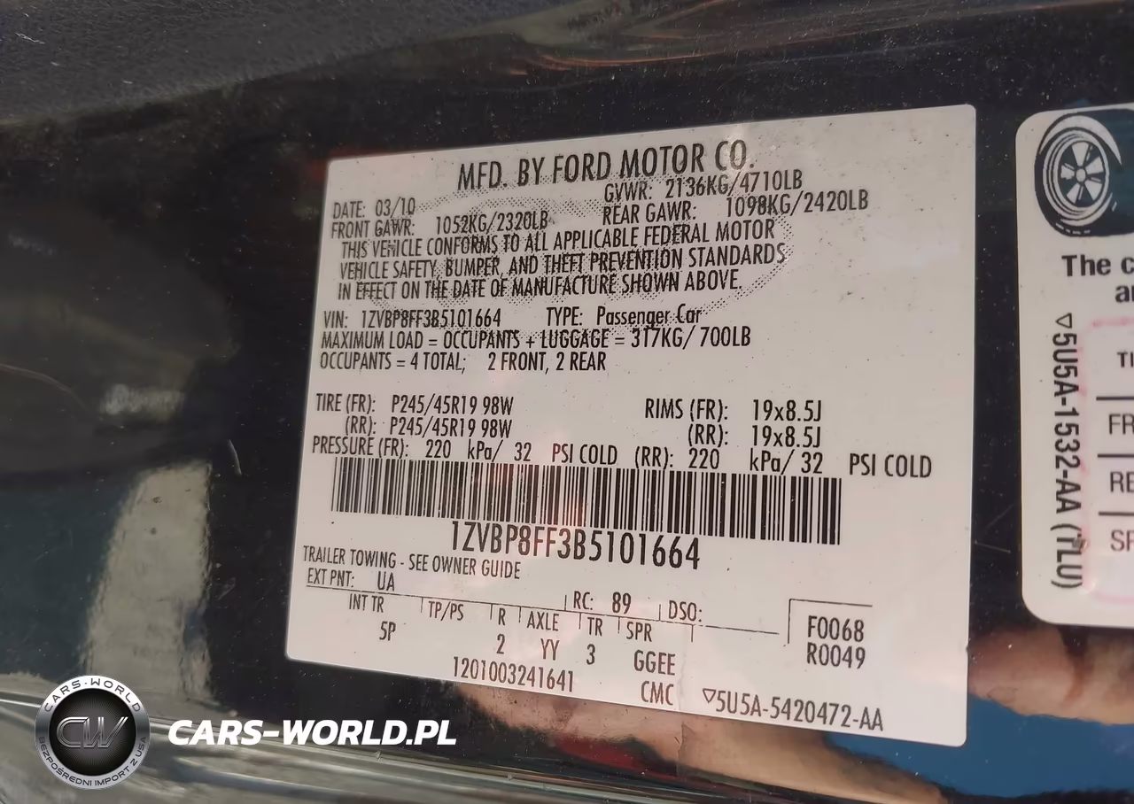 2011 Ford Mustang Gt Premium VIN:1ZVBP8FF3B5101664 - 9