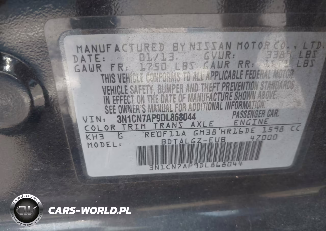 2013 Nissan Versa 1.6 Sl VIN:3N1CN7AP9DL868044 - 9
