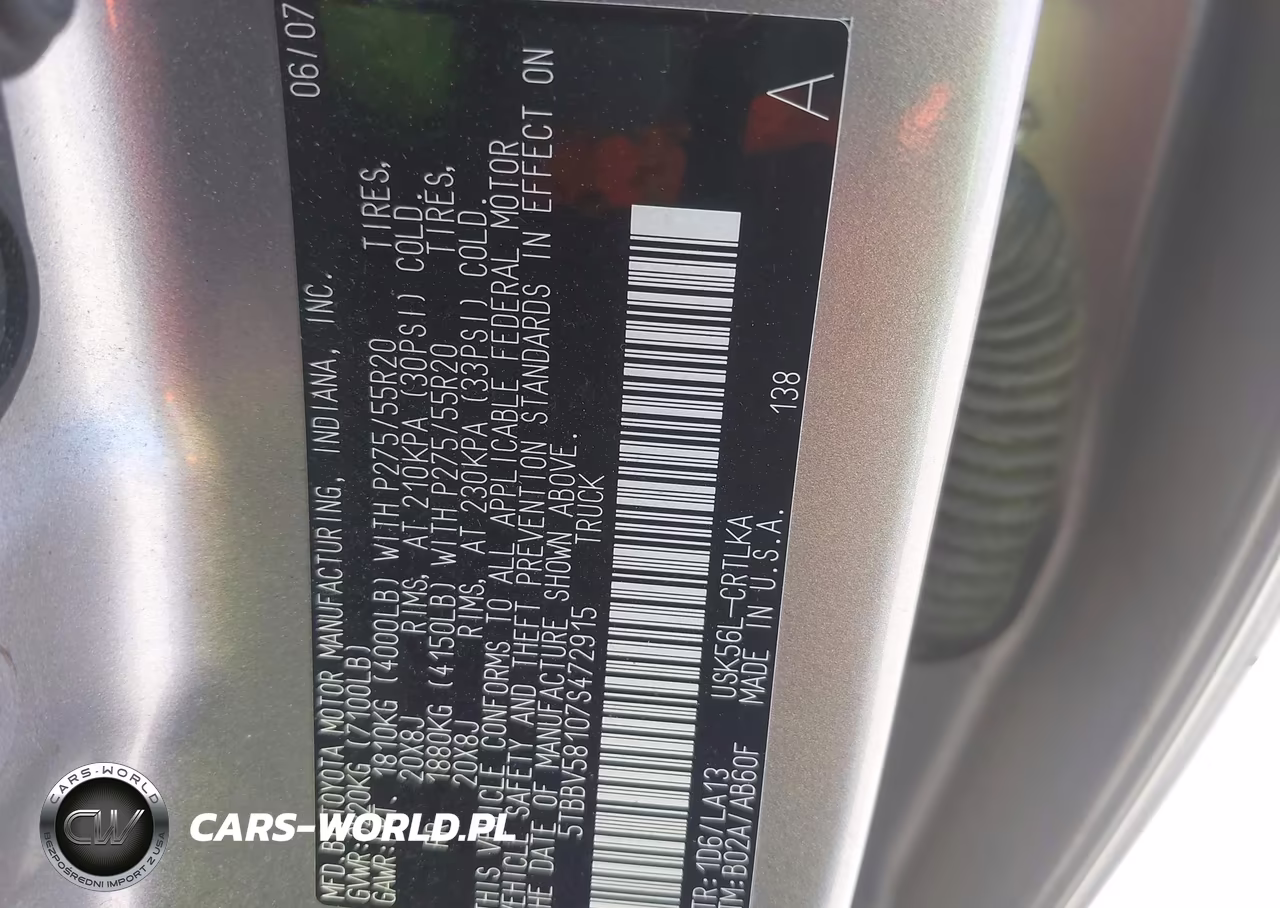 2007 Toyota Tundra Limited 5.7L V8 VIN:5TBBV58107S472915 - 9