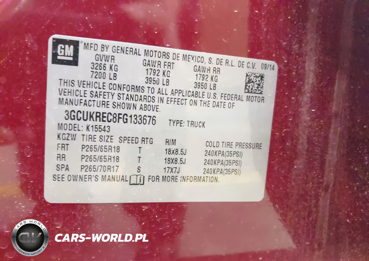 2015 Chevrolet Silverado 1500 2Lt VIN:3GCUKREC8FG133676 - 9