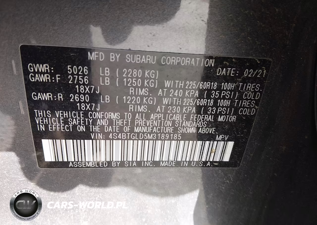 2021 Subaru Outback Onyx Edition Xt VIN:4S4BTGLD5M3189185 - 9