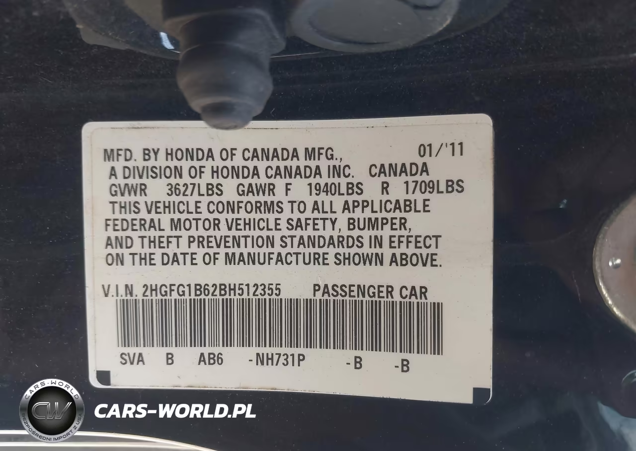 2011 Honda Civic Lx VIN:2HGFG1B62BH512355 - 9