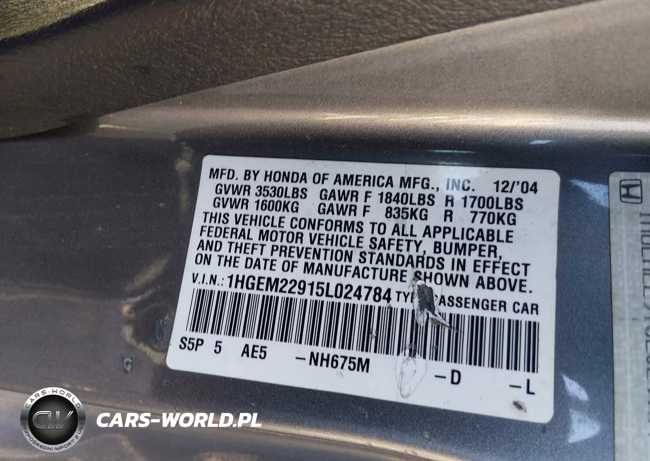 2005 Honda Civic Ex VIN:1HGEM22915L024784 - 9