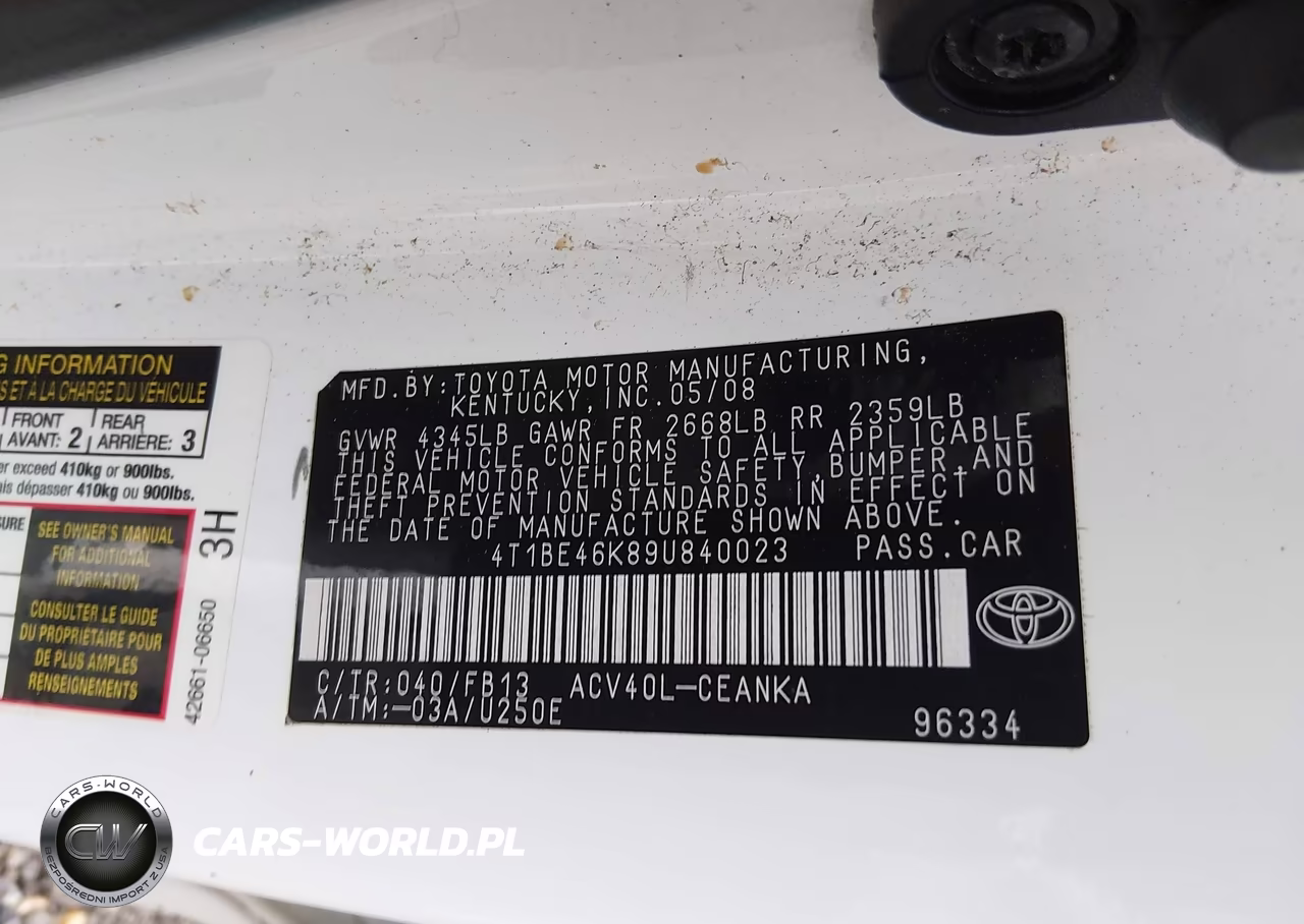 2009 Toyota Camry VIN:4T1BE46K89U840023 - 9