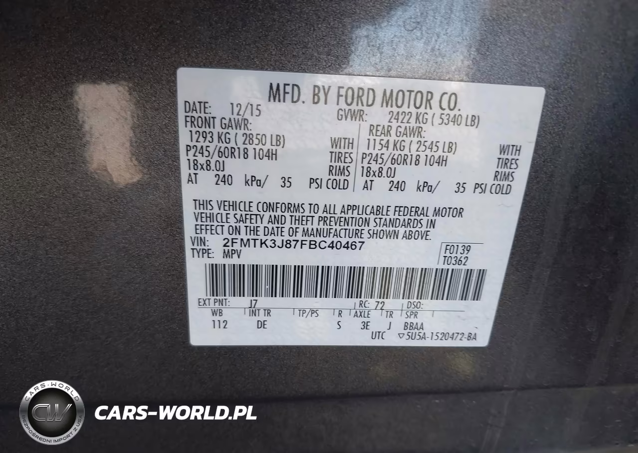 2015 Ford Edge Sel VIN:2FMTK3J87FBC40467 - 9