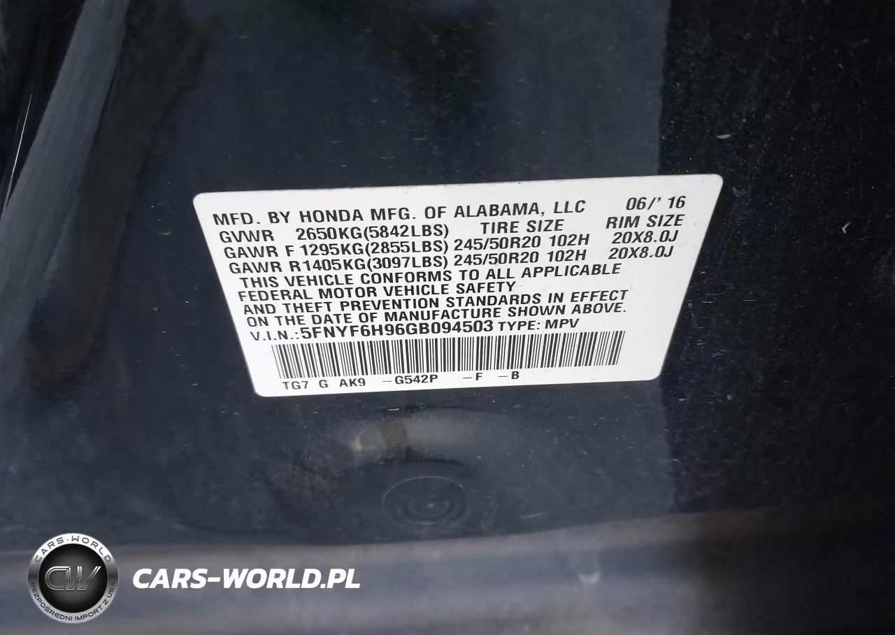 2016 Honda Pilot Touring VIN:5FNYF6H96GB094503 - 9