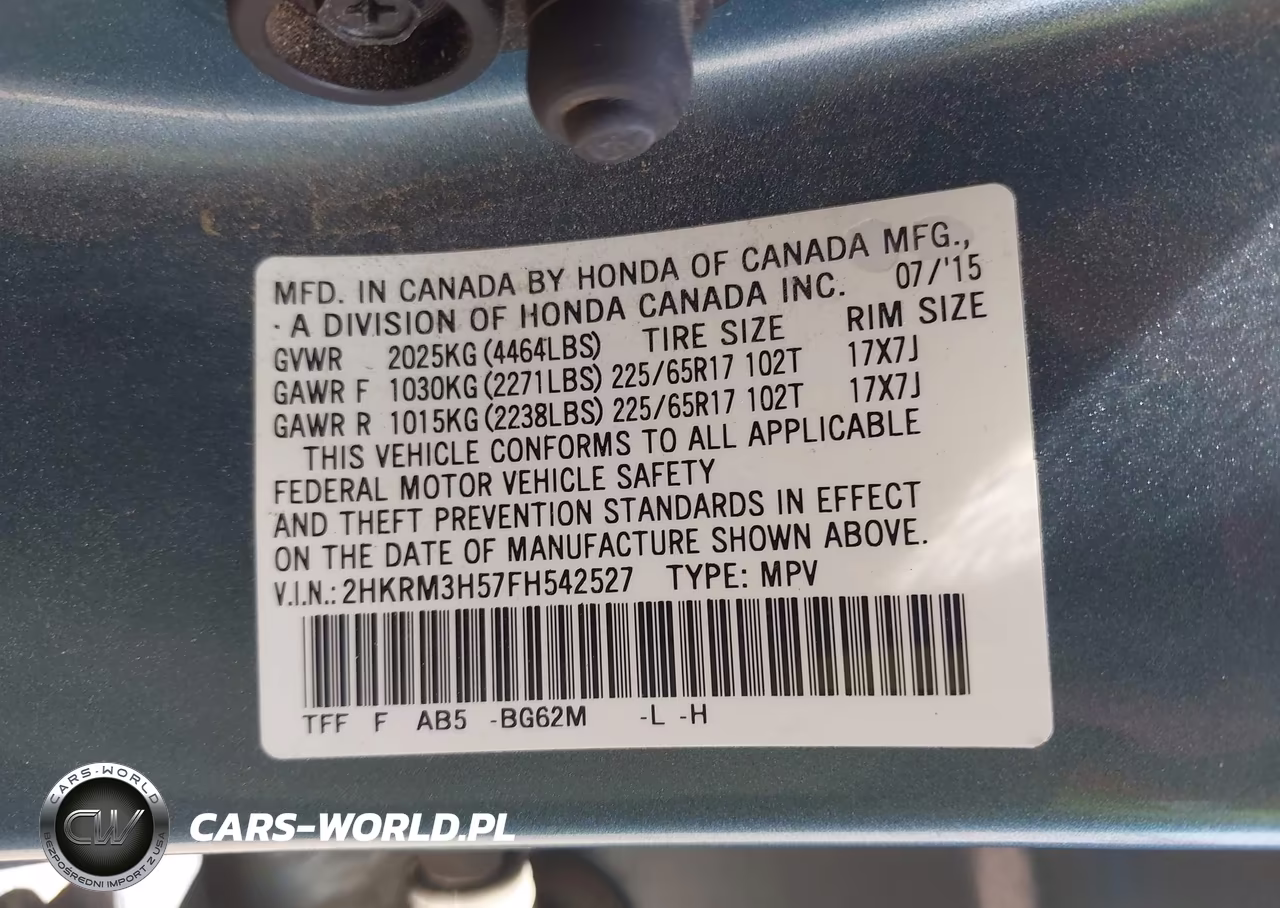 2015 Honda Cr-V Ex VIN:2HKRM3H57FH542527 - 9