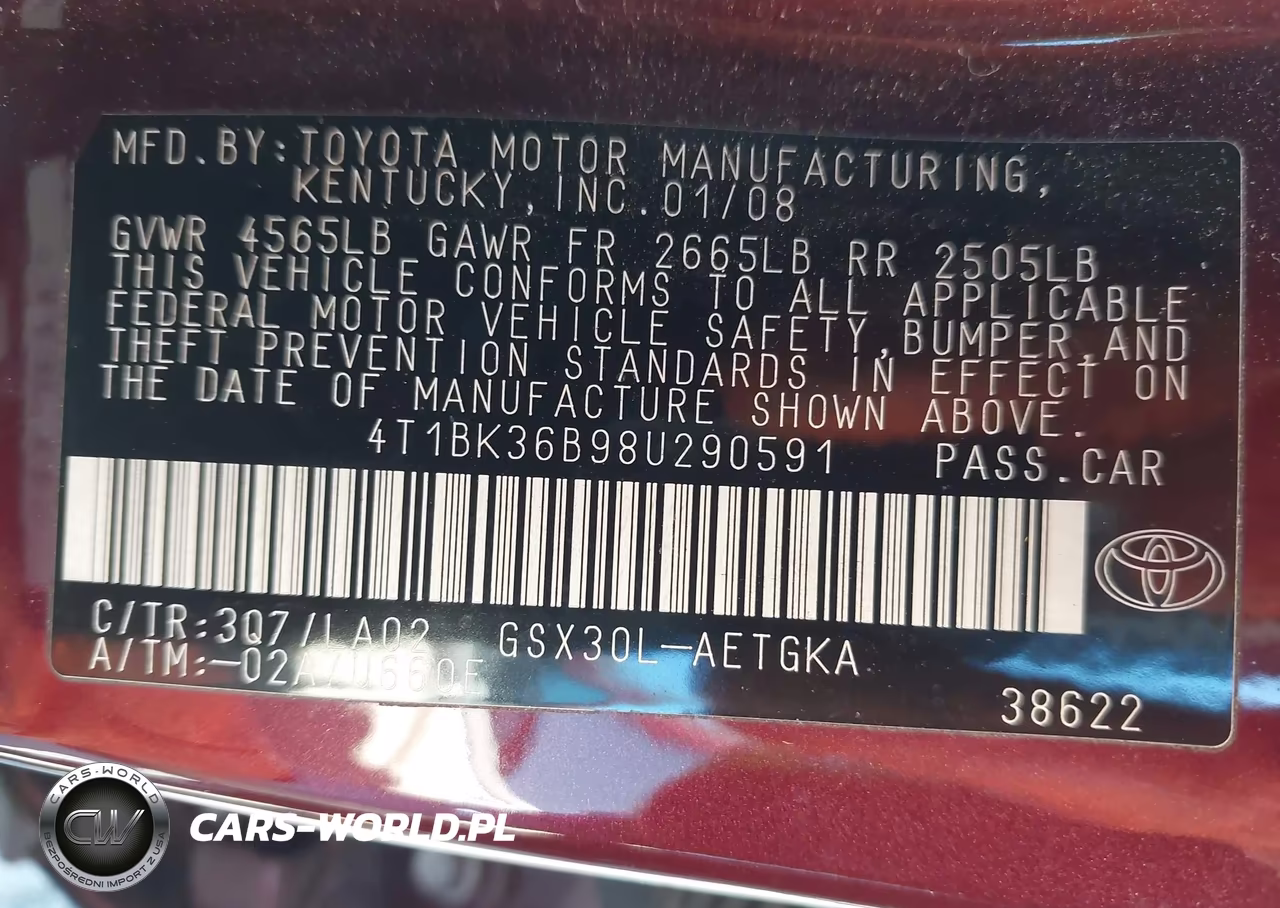 2008 Toyota Avalon Xls VIN:4T1BK36B98U290591 - 9