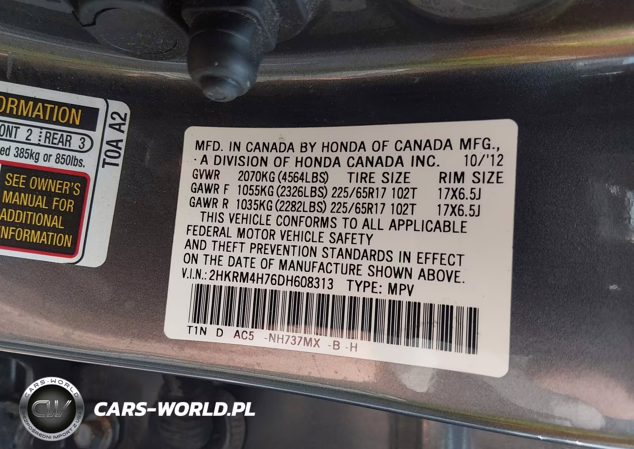 2013 Honda Cr-V Ex-L VIN:2HKRM4H76DH608313 - 9