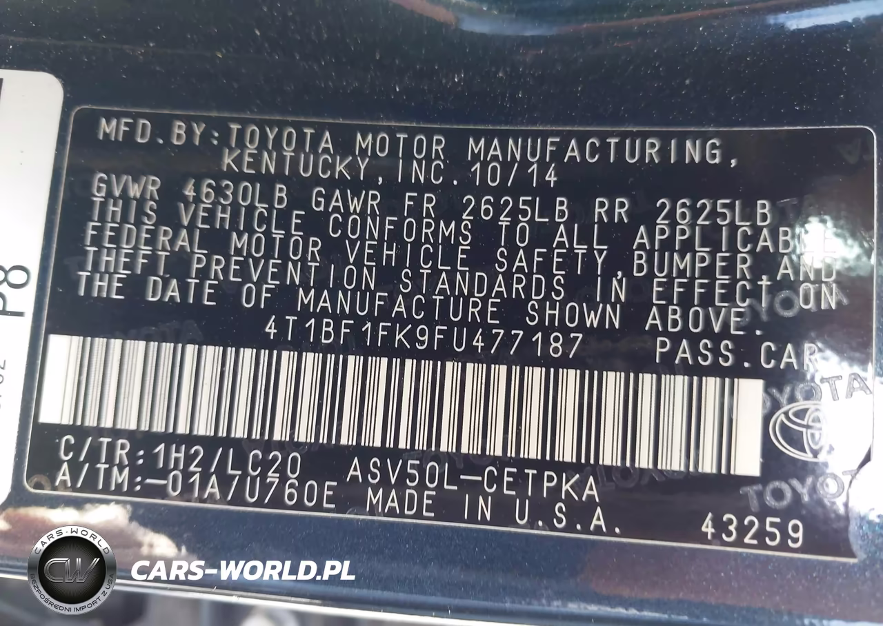 2015 Toyota Camry Xse VIN:4T1BF1FK9FU477187 - 9