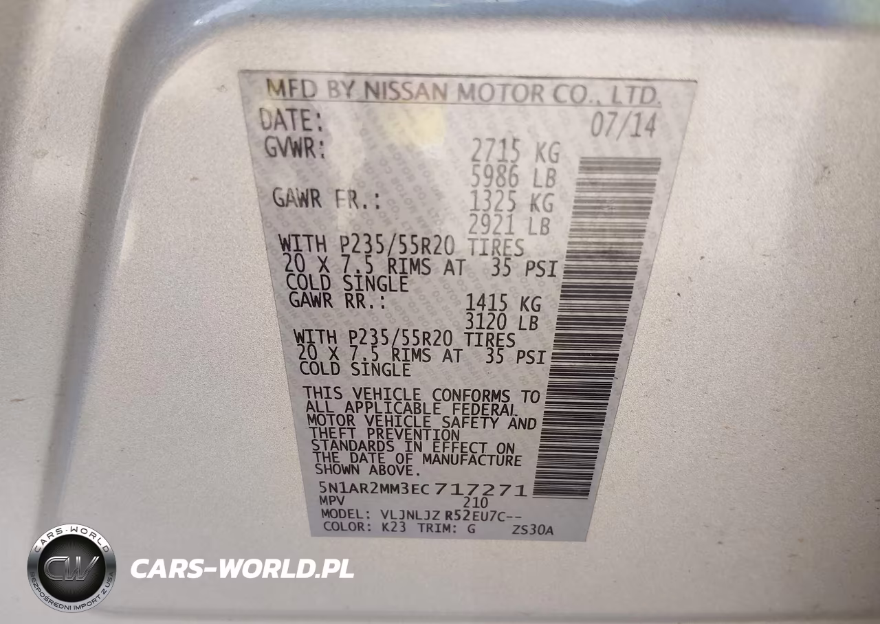 2014 Nissan Pathfinder Platinum VIN:5N1AR2MM3EC717271 - 9