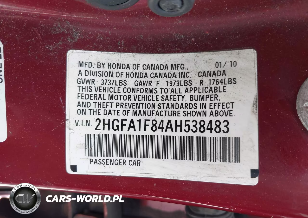 2010 Honda Civic Ex VIN:2HGFA1F84AH538483 - 9