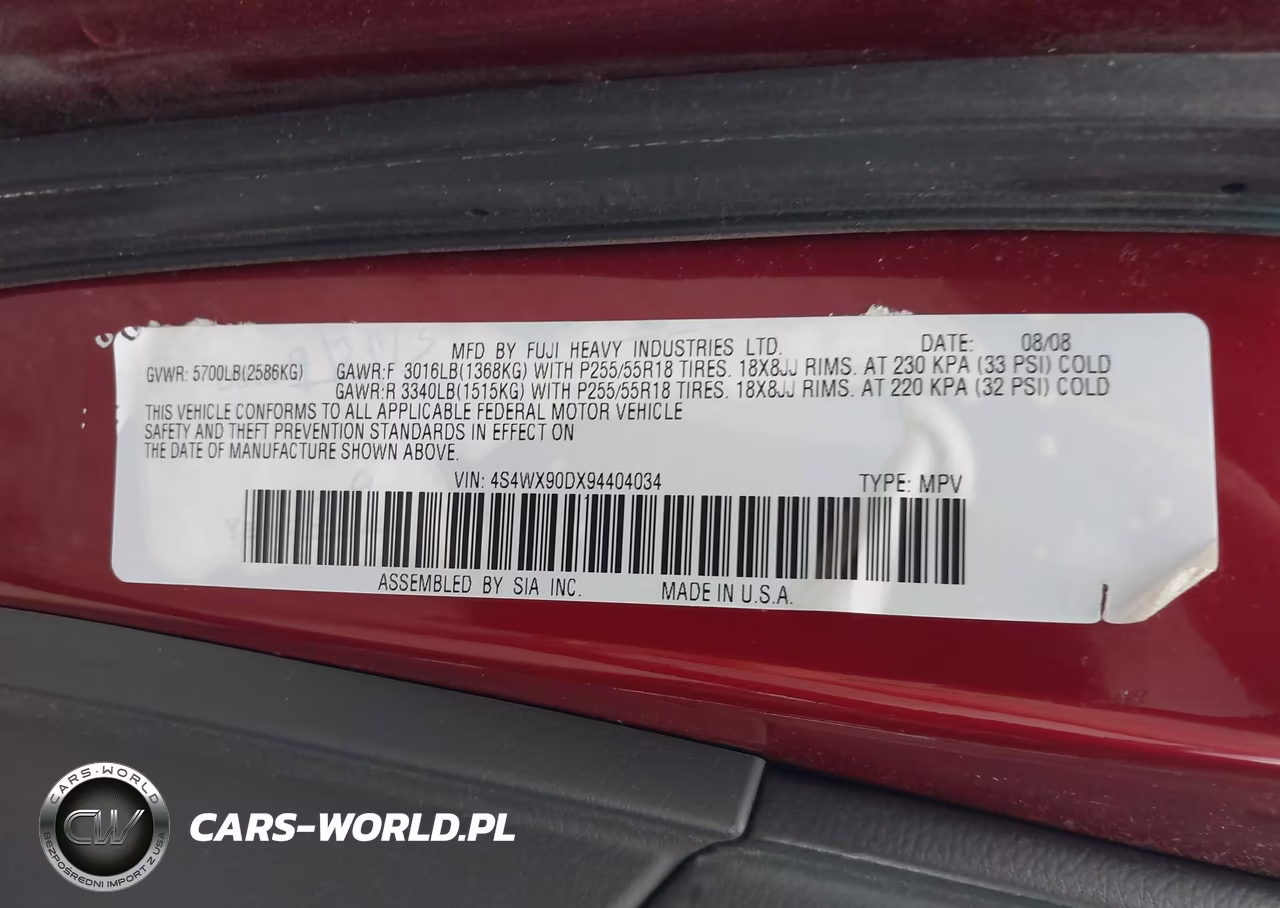 2009 Subaru Tribeca Limited 7-Passenger VIN:4S4WX90DX94404034 - 9