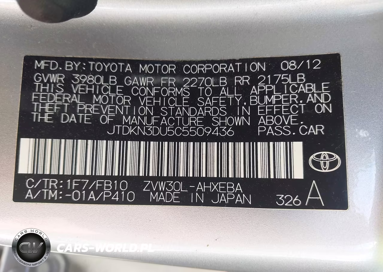 2012 Toyota Prius Two VIN:JTDKN3DU5C5509436 - 9