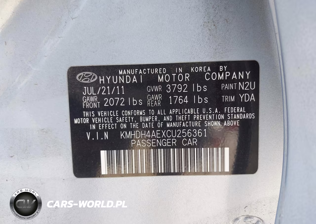 2012 Hyundai Elantra Gls (Ulsan Plant) VIN:KMHDH4AEXCU256361 - 12