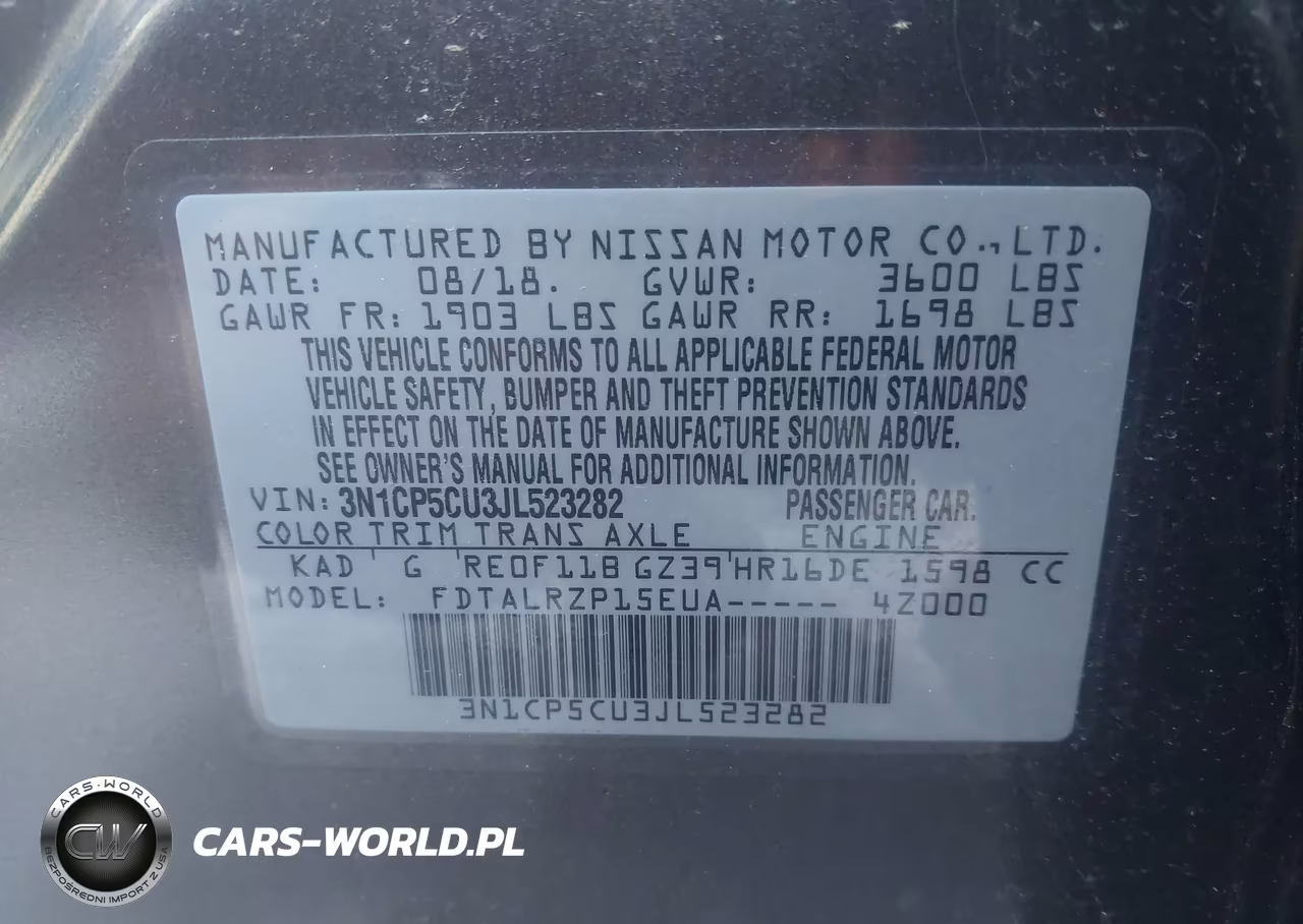 2018 Nissan Kicks S VIN:3N1CP5CU3JL523282 - 9