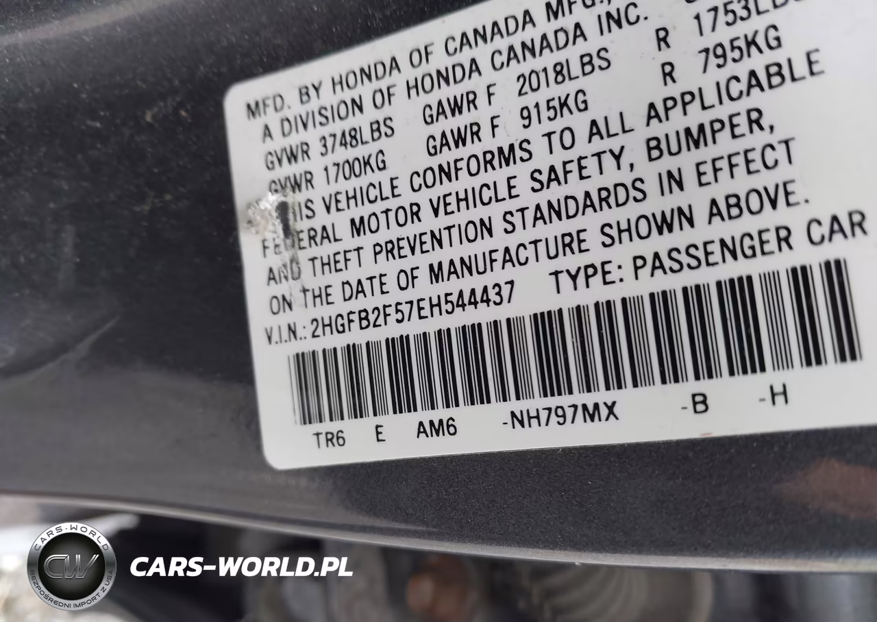 2014 Honda Civic Lx VIN:2HGFB2F57EH544437 - 9