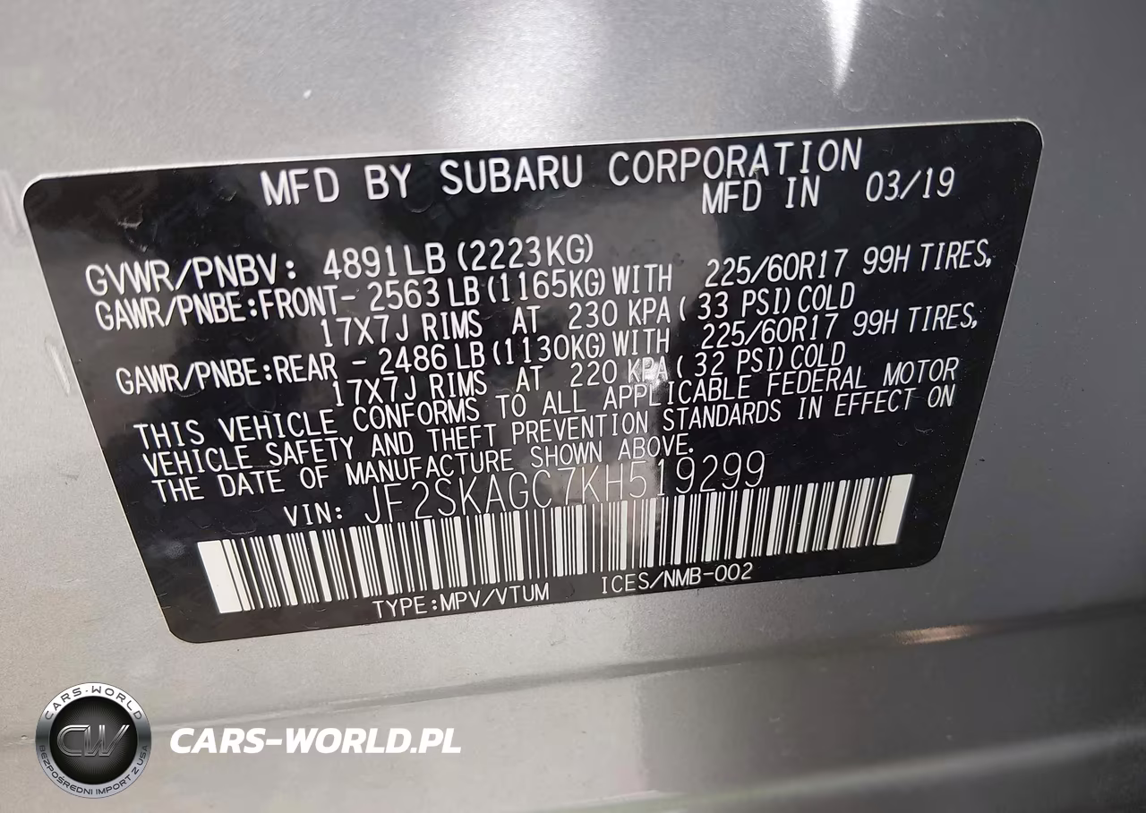 2019 Subaru Forester Premium VIN:JF2SKAGC7KH519299 - 9
