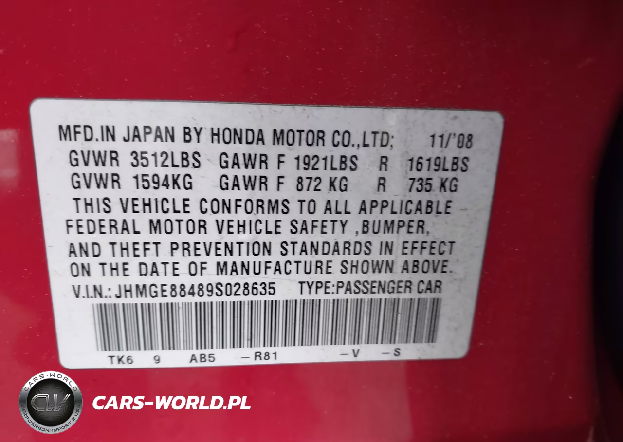 2009 Honda Fit Sport VIN:JHMGE88489S028635 - 9