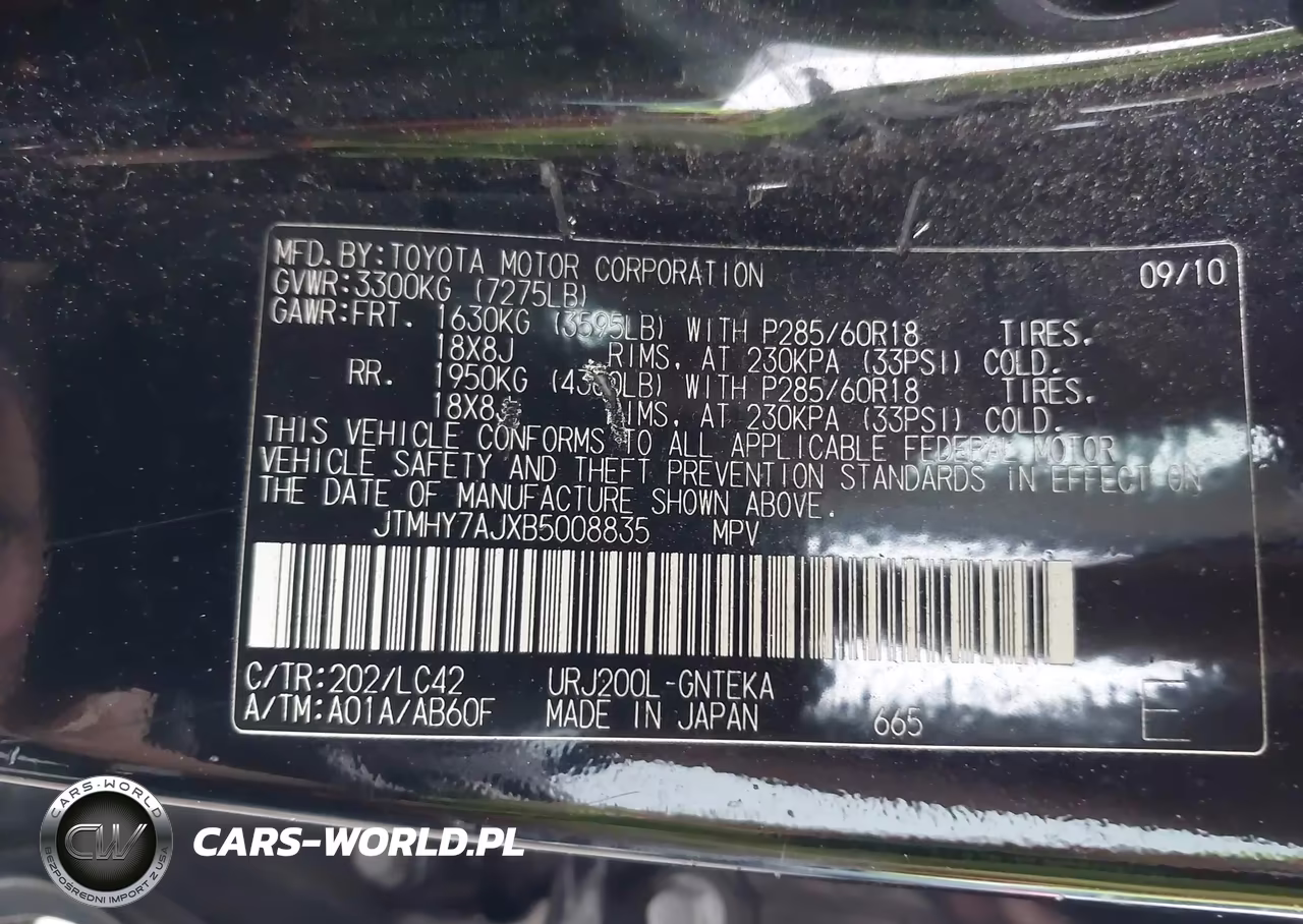 2011 Toyota Land Cruiser V8 VIN:JTMHY7AJXB5008835 - 9