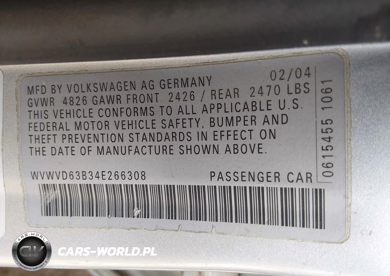 2004 Volkswagen Passat Gls VIN:WVWVD63B34E266308 - 9