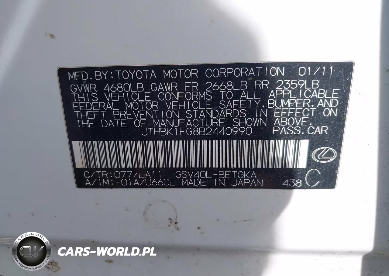 2011 Lexus Es 350 VIN:JTHBK1EG8B2440990 - 9