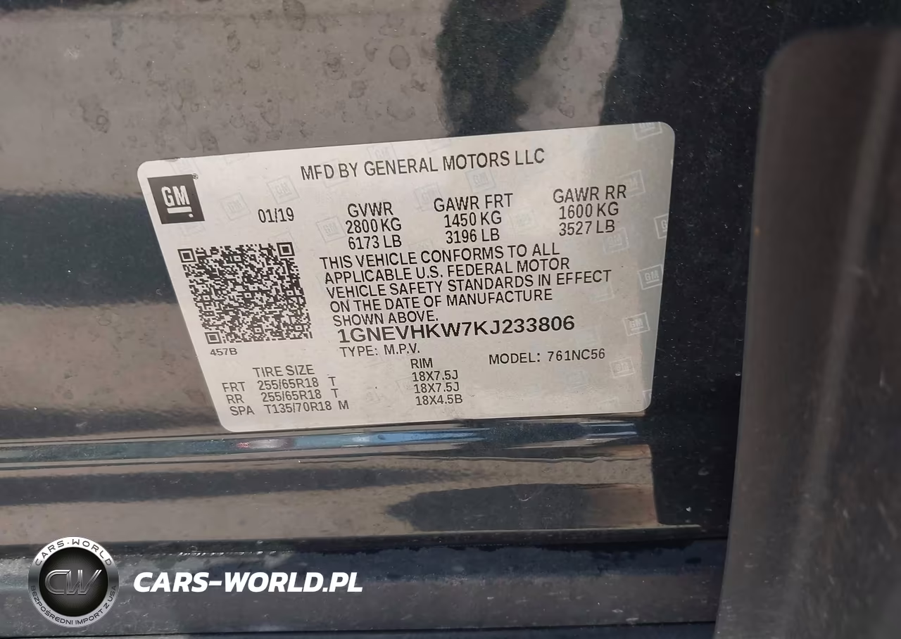 2019 Chevrolet Traverse 3Lt VIN:1GNEVHKW7KJ233806 - 9