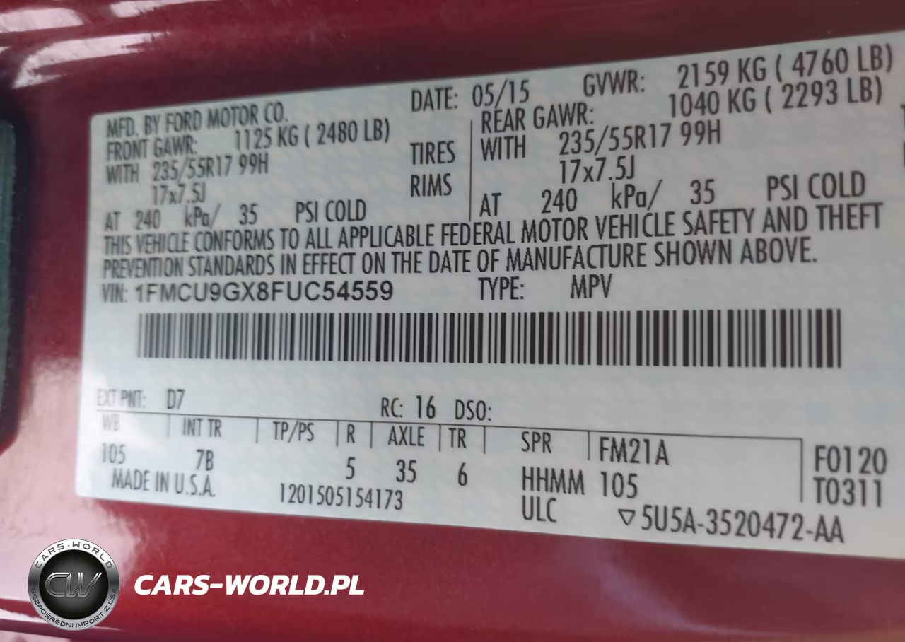 2015 Ford Escape Se VIN:1FMCU9GX8FUC54559 - 9