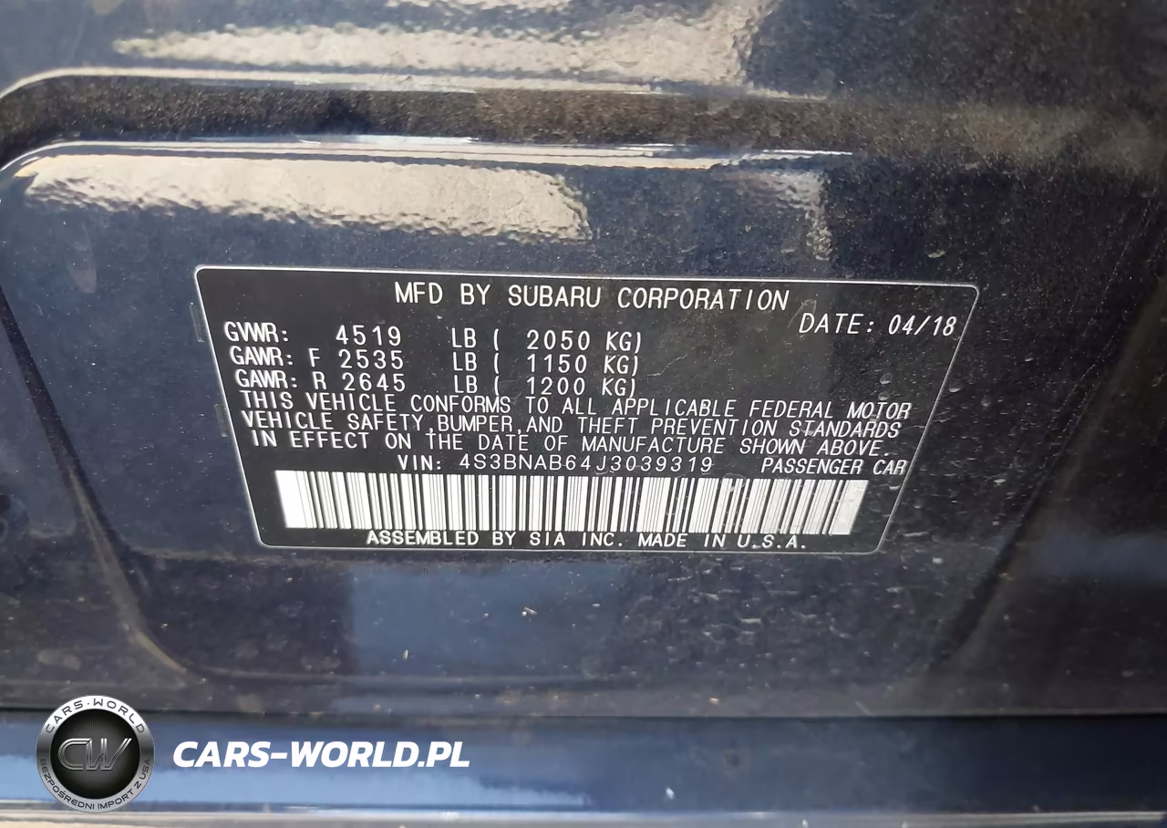 2018 Subaru Legacy 2.5I VIN:4S3BNAB64J3039319 - 9