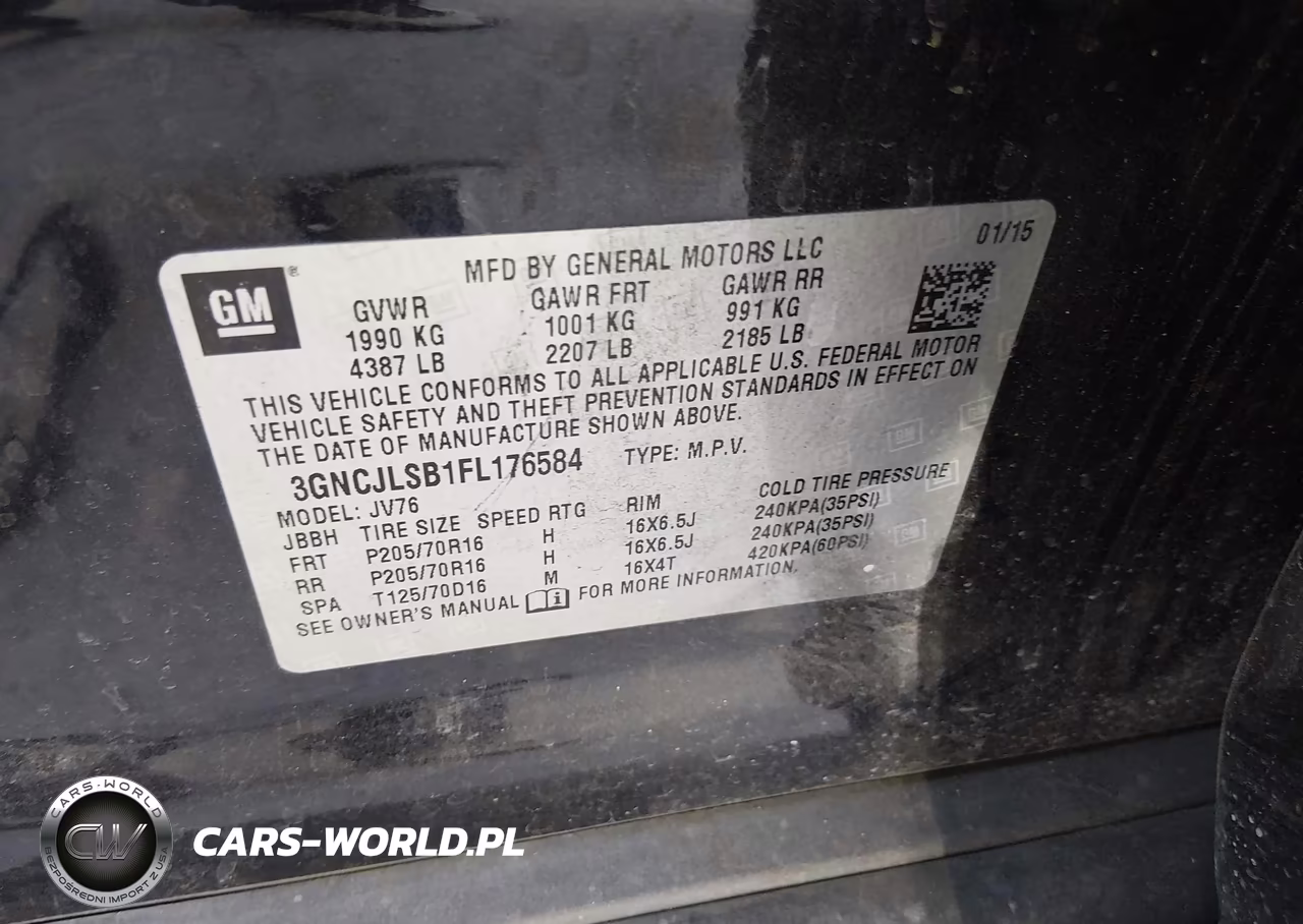 2015 Chevrolet Trax Lt VIN:3GNCJLSB1FL176584 - 9