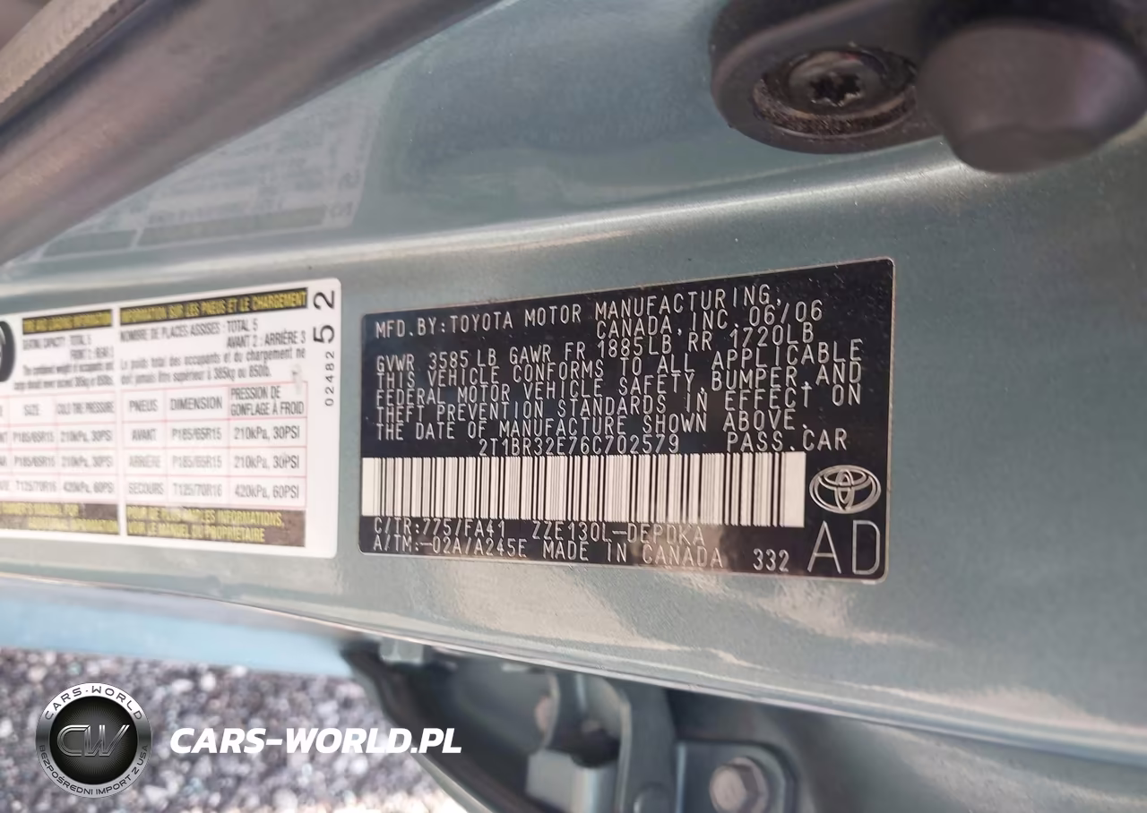 2006 Toyota Corolla Ce VIN:2T1BR32E76C702579 - 9