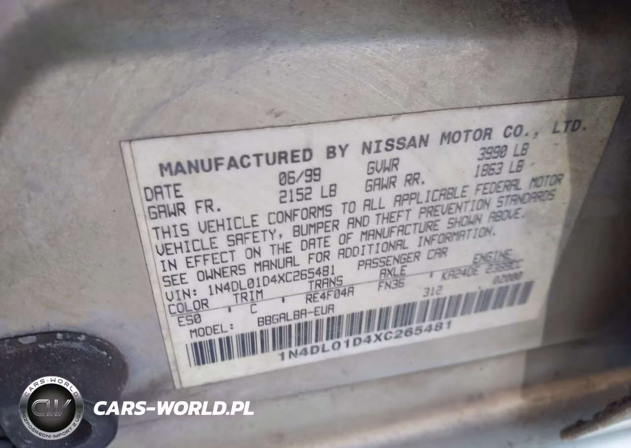 1999 Nissan Altima Gle-Gxe-Se-Se-L-Xe VIN:1N4DL01D4XC265481 - 9