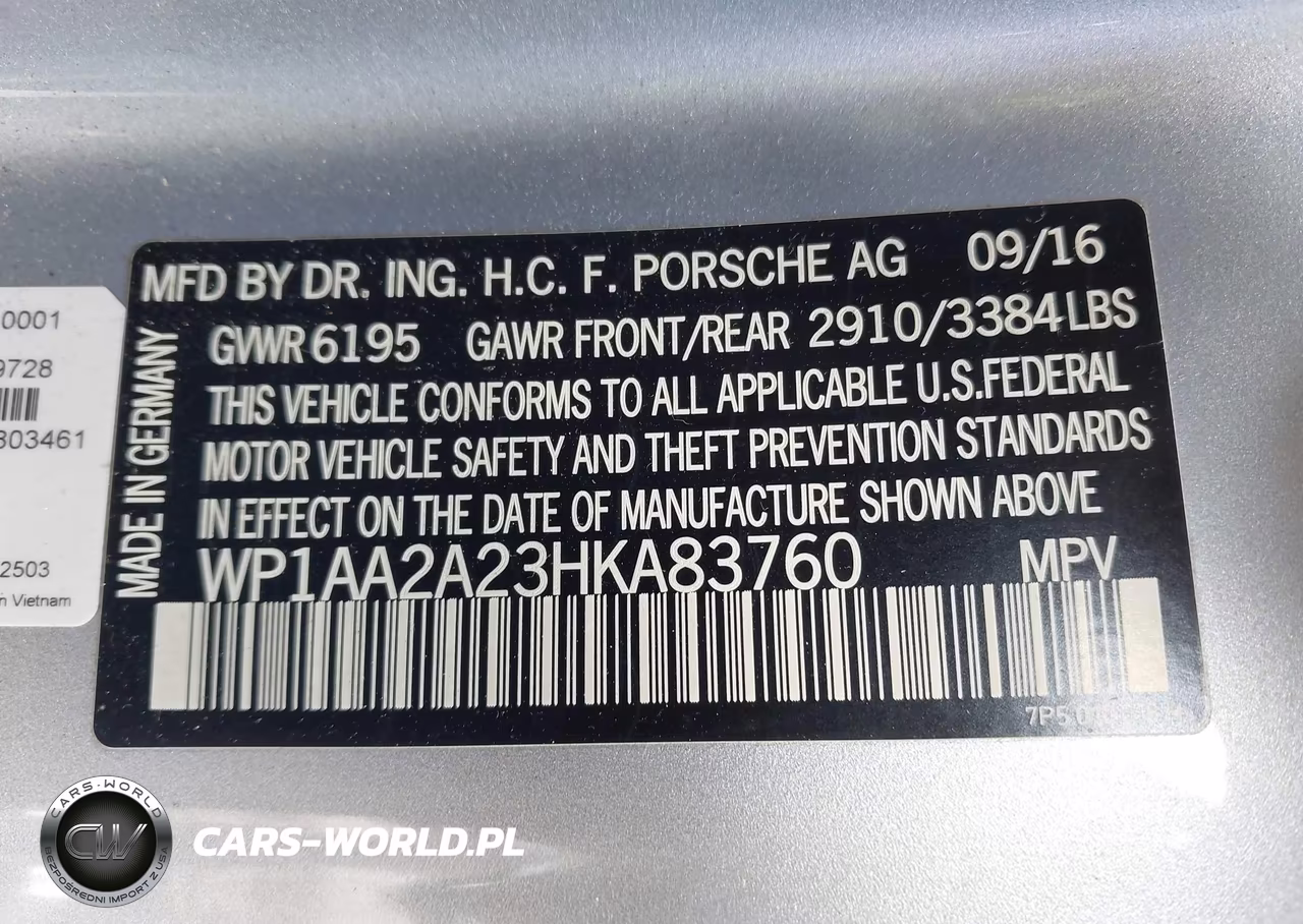 2017 Porsche Cayenne Platinum Edition VIN:WP1AA2A23HKA83760 - 9