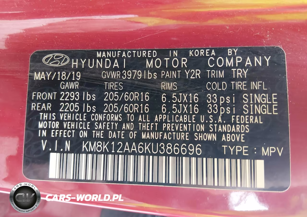 2019 Hyundai Kona Se VIN:KM8K12AA6KU386696 - 9